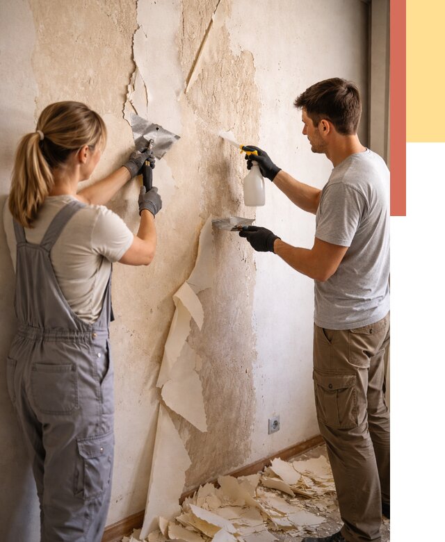 Снятие старых обоев в Нальчике от 5441 руб. под ключ недорого | ОТДЕЛОЧНИК-Нль