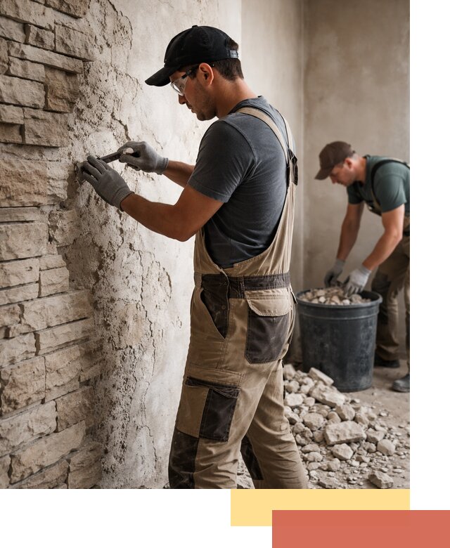 Демонтаж декоративного камня в Нальчике профессионально и безопасно