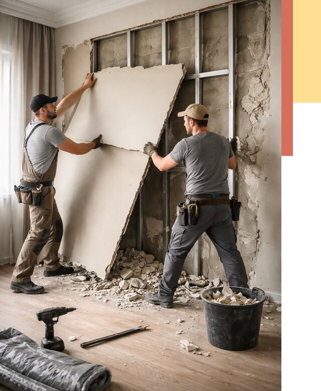 Демонтаж гипсокартона со стен в Нальчике от 363 руб. — услуги демонтажа | ОТДЕЛОЧНИК-Нль