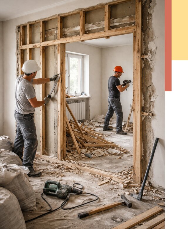 Демонтаж деревянных перегородок в Нальчике от 3316 руб. — быстро и недорого | ОТДЕЛОЧНИК-Нль