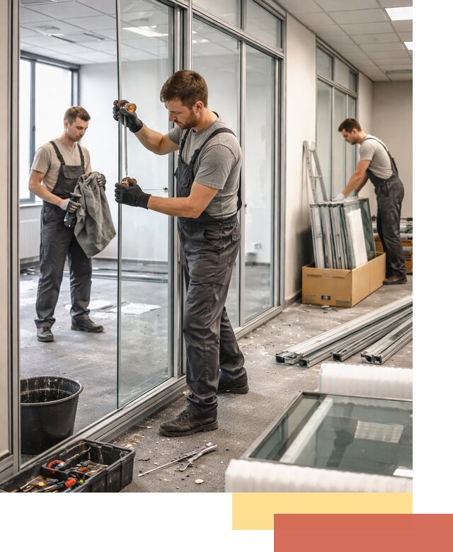 Демонтаж стеклянных перегородок в Нальчике быстро и безопасно