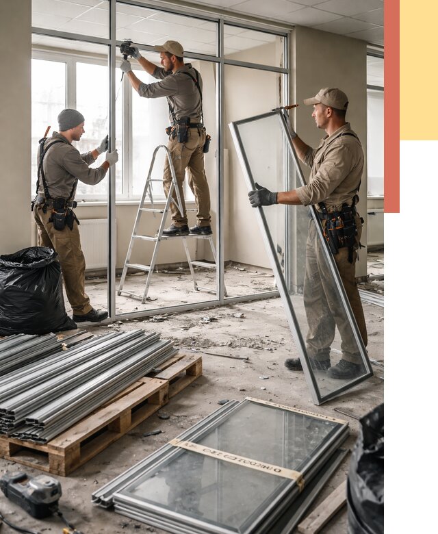 Демонтаж алюминиевых перегородок в Нальчике от 4352 руб. — быстро и недорого | ОТДЕЛОЧНИК-Нль