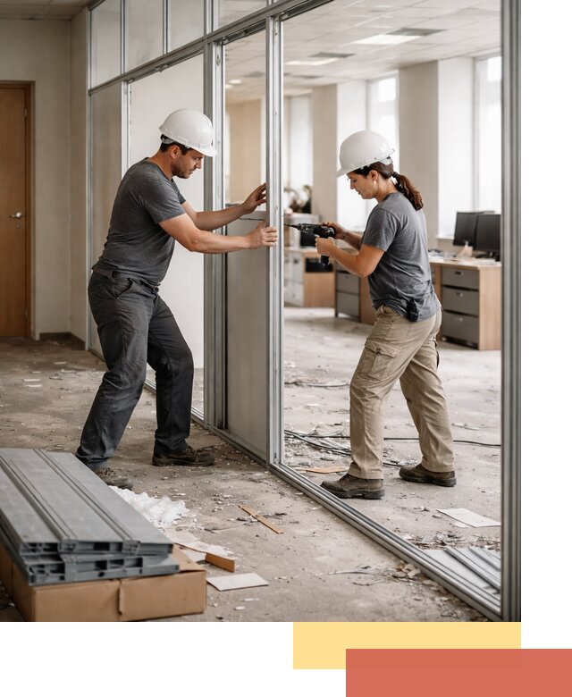 Демонтаж алюминиевых перегородок в Нальчике быстро и аккуратно