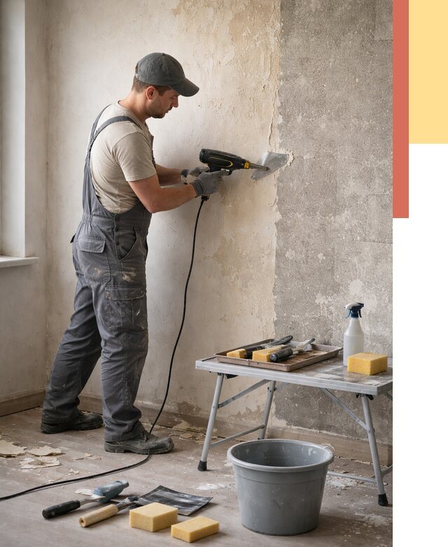 Очистка стен от клея в Нальчике от 1917 руб. — снятие и удаление клея со стен | ОТДЕЛОЧНИК-Нль