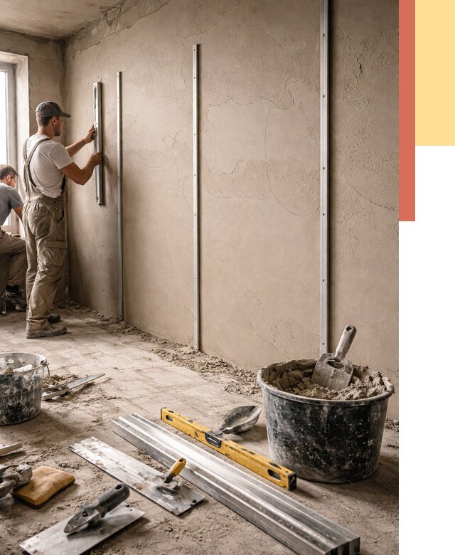 Штукатурка стен по маякам в Нальчике от 5700 руб./м² — выравнивание под ключ | ОТДЕЛОЧНИК-Нль