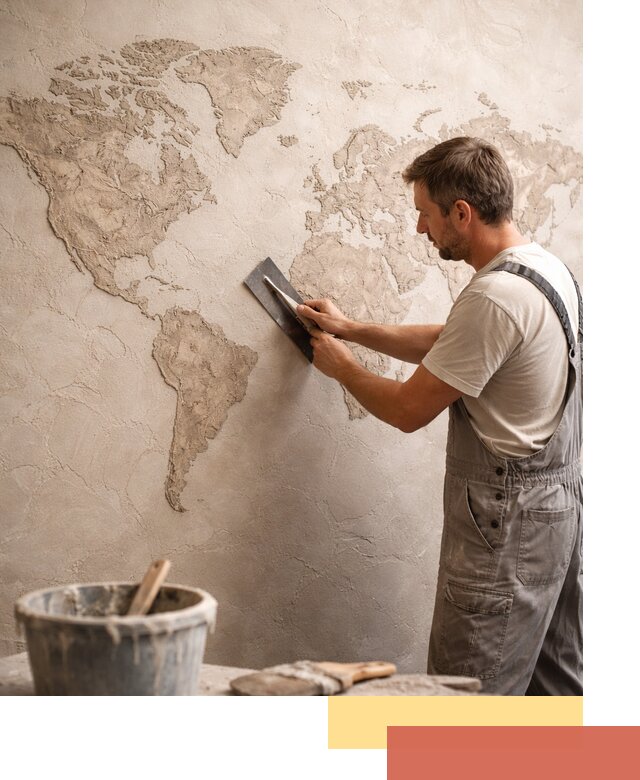 Декоративная штукатурка «Карта мира» под ключ в Нальчике