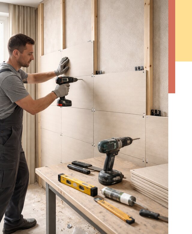 Монтаж МДФ панелей на стены в Нальчике от 1295 руб. под ключ | ОТДЕЛОЧНИК-Нль