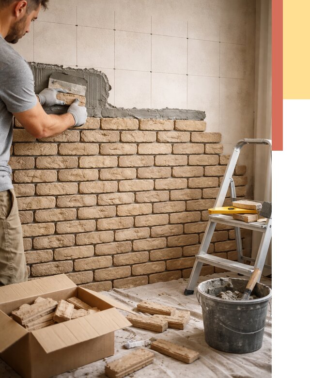 Монтаж декоративного кирпича в Нальчике от 3316 руб./м² — быстро и недорого | ОТДЕЛОЧНИК-Нль