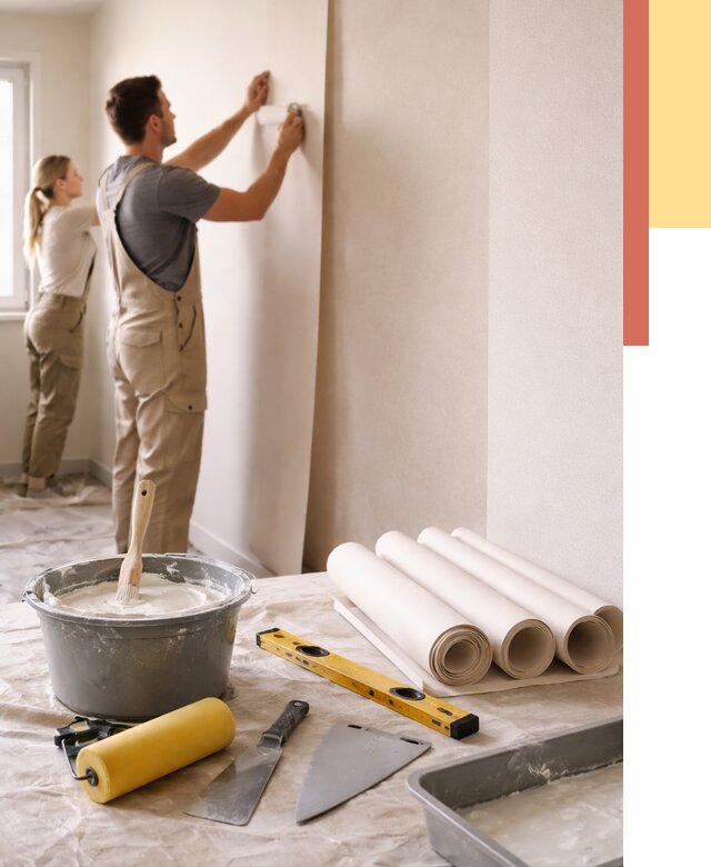 Поклейка бумажных обоев в Нальчике от 5700 руб./м2 — быстро и недорого | ОТДЕЛОЧНИК-Нль