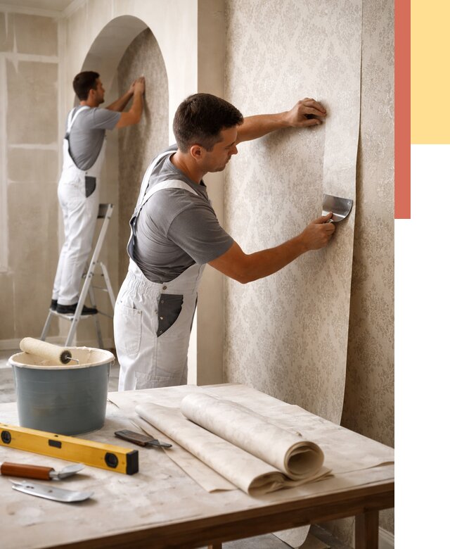 Поклейка обоев на сложные стены в Нальчике от 2902 руб. под ключ | ОТДЕЛОЧНИК-Нль