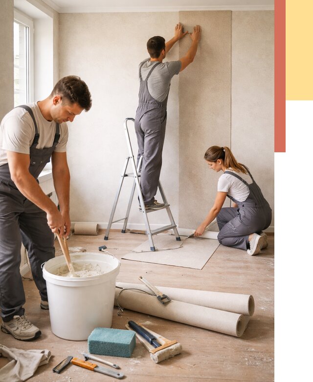 Оклейка стен обоями в Нальчике от 3627 руб/м2 — быстро и недорого | ОТДЕЛОЧНИК-Нль