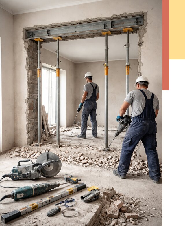 Прорезка проема в стене в Нальчике от 4663 руб. — быстро и недорого | ОТДЕЛОЧНИК-Нль