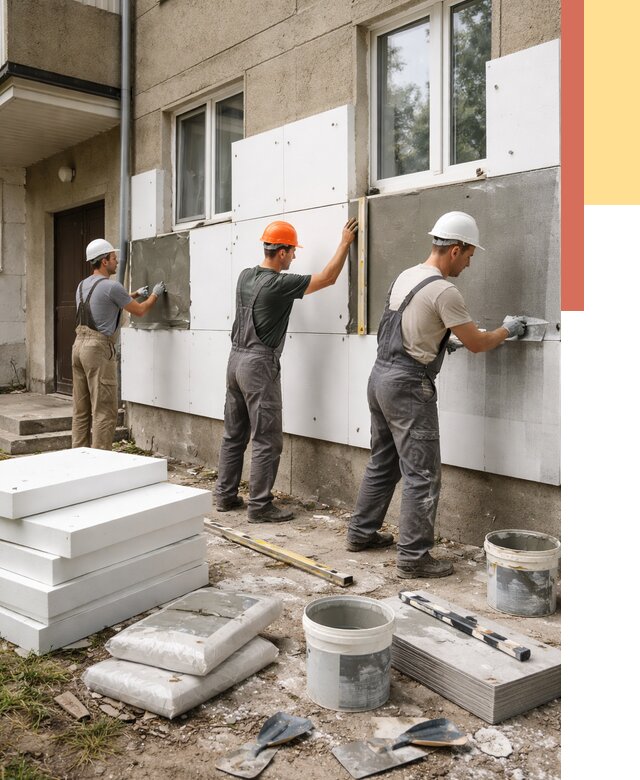 Утепление стен пенопластом в Нальчике от 1814 руб. — недорого и под ключ | ОТДЕЛОЧНИК-Нль