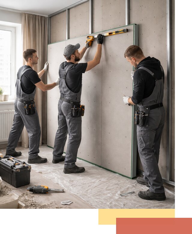 Шумоизоляция стен панелями ЗИПС в Нальчике для жилых и коммерческих помещений