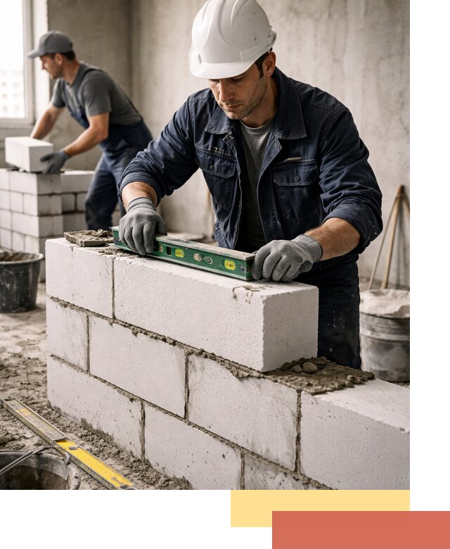 Кладка перегородок из пеноблока под ключ в Нальчике