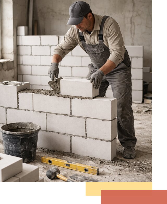 Кладка перегородок из силикатного блока в Нальчике