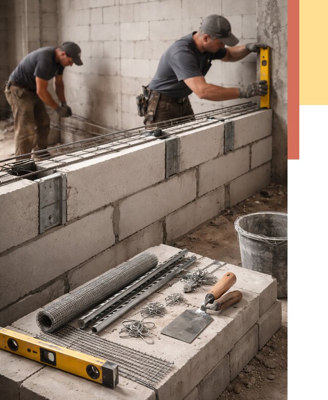 Армирование кладки перегородок в Нальчике от 777 руб. под ключ | ОТДЕЛОЧНИК-Нль