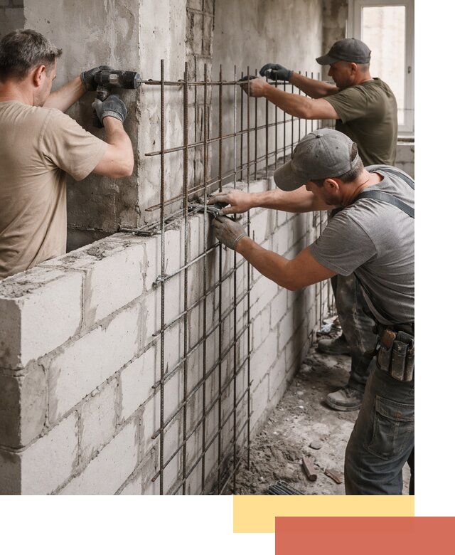 Армирование кладки перегородок в Нальчике профессионально и надёжно