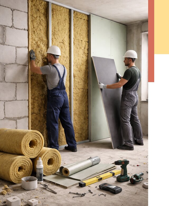 Шумоизоляция перегородок из блоков в Нальчике от 1917 руб./м² — быстро и недорого | ОТДЕЛОЧНИК-Нль