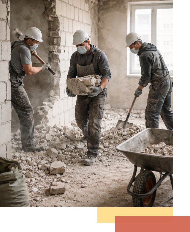 Демонтаж блочных перегородок в Нальчике быстро и аккуратно