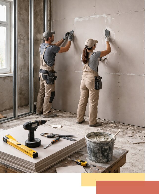 Монтаж двухслойной перегородки из гипсокартона в Нальчике