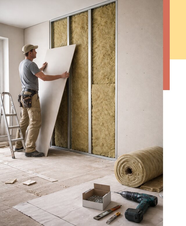 Перегородка из гипсокартона с шумоизоляцией в Нальчике от 3233 руб. | ОТДЕЛОЧНИК-Нль