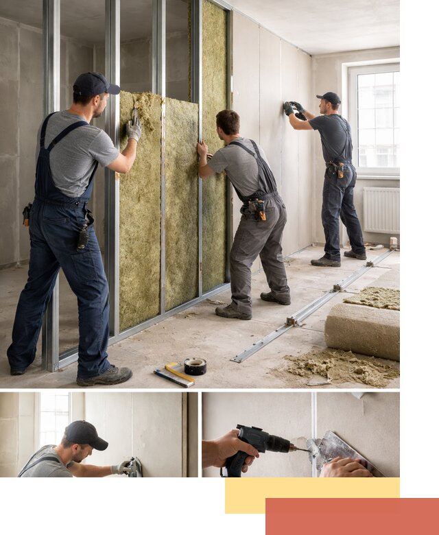 Перегородка из гипсокартона с шумоизоляцией в Нальчике — монтаж под ключ