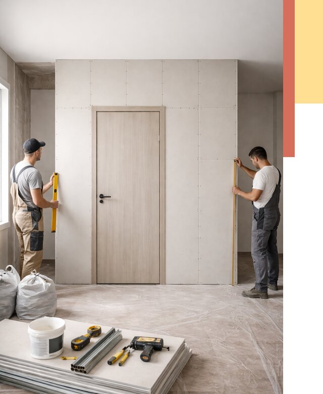 Перегородка из гипсокартона с дверью в Нальчике от 4663 руб. под ключ | ОТДЕЛОЧНИК-Нль