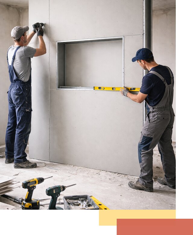 Перегородка из гипсокартона с нишей под декор в Нальчике