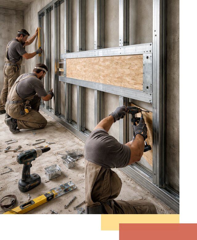 Усиленная перегородка для крепления тяжёлых конструкций в Нальчике