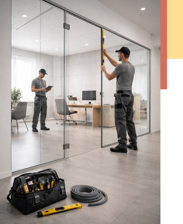 Цельностеклянные перегородки под ключ в Нальчике от 9845 руб. — монтаж и цены | ОТДЕЛОЧНИК-Нль