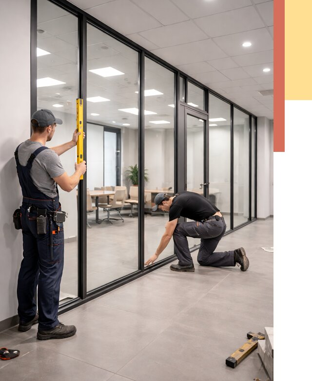 Каркасные стеклянные перегородки в Нальчике под ключ от 9534 руб. | ОТДЕЛОЧНИК-Нль