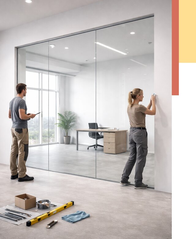 Перегородки из закаленного стекла в Нальчике от 9845 руб. под ключ | ОТДЕЛОЧНИК-Нль