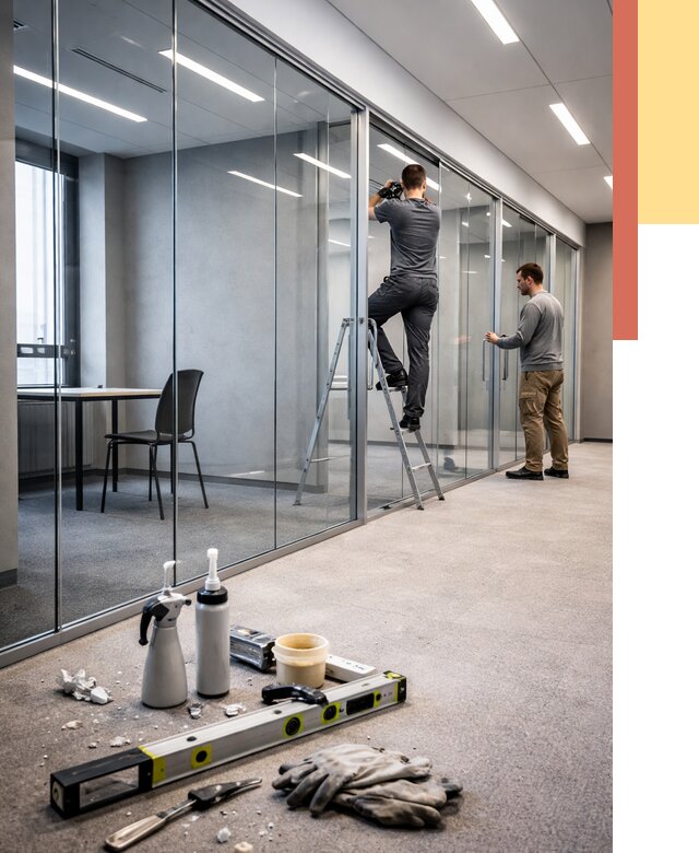 Стеклянные офисные перегородки в Нальчике от 8809 руб. — монтаж и установка | ОТДЕЛОЧНИК-Нль