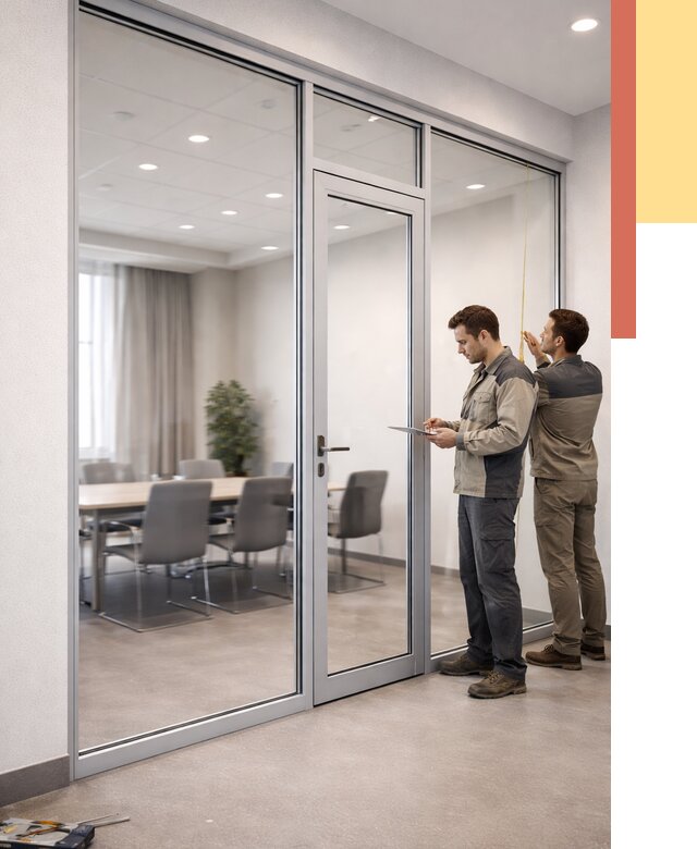 Установка и монтаж алюминиевых перегородок со стеклом в Нальчике от 8498 руб. | ОТДЕЛОЧНИК-Нль