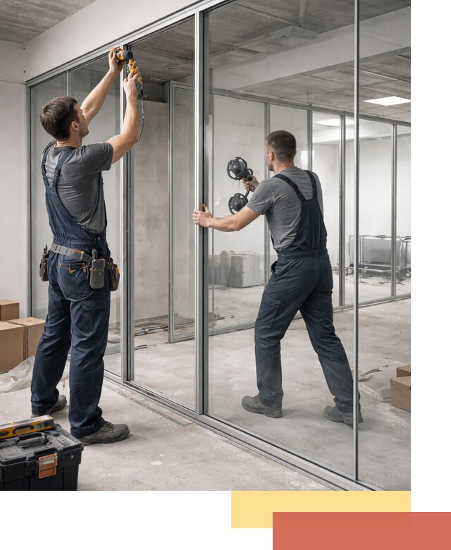 Алюминиевые перегородки со стеклом в Нальчике — изготовление и монтаж