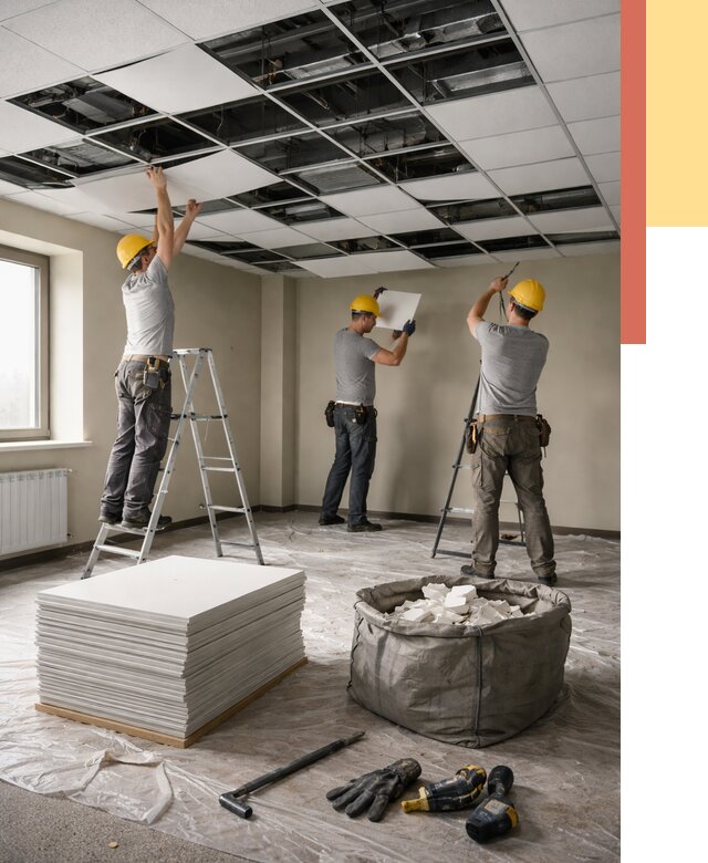 Демонтаж потолка Армстронг в Нальчике от 4663 руб. быстро и недорого | ОТДЕЛОЧНИК-Нль