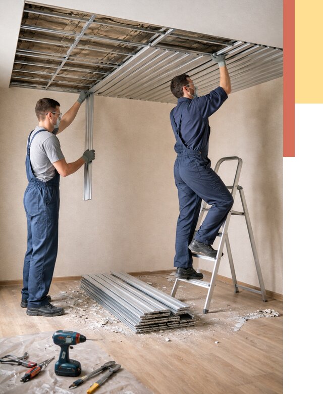 Демонтаж реечного потолка в Нальчике от 4663 руб. быстро и недорого | ОТДЕЛОЧНИК-Нль