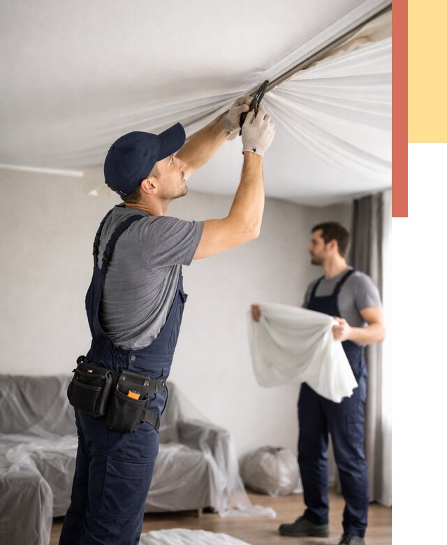 Демонтаж натяжного потолка в Нальчике от 4663 руб. — снятие и разбор под ключ | ОТДЕЛОЧНИК-Нль