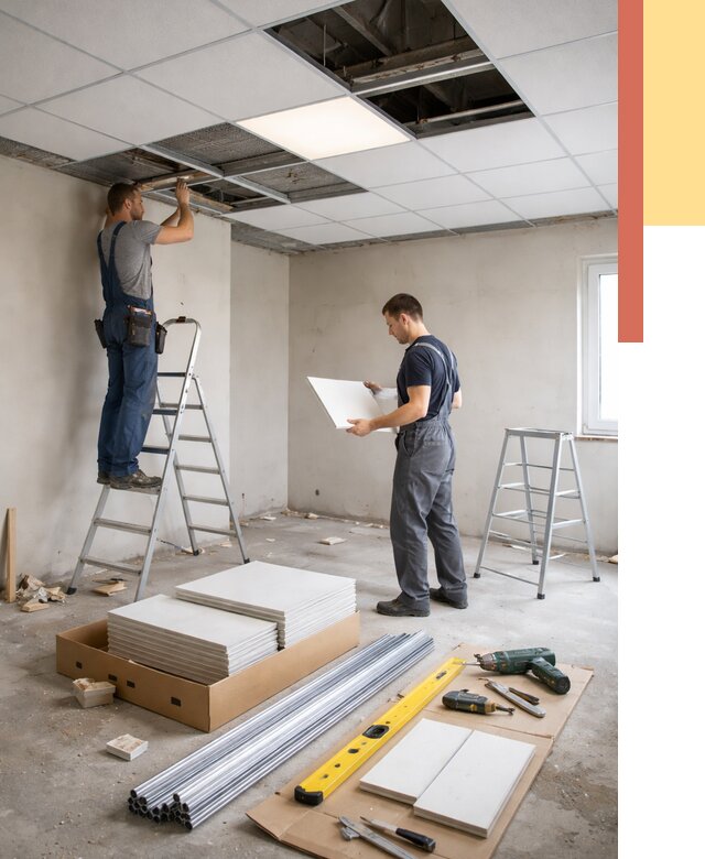 Монтаж потолка армстронг в Нальчике от 4663 руб/м2 — быстрая установка под ключ | ОТДЕЛОЧНИК-Нль