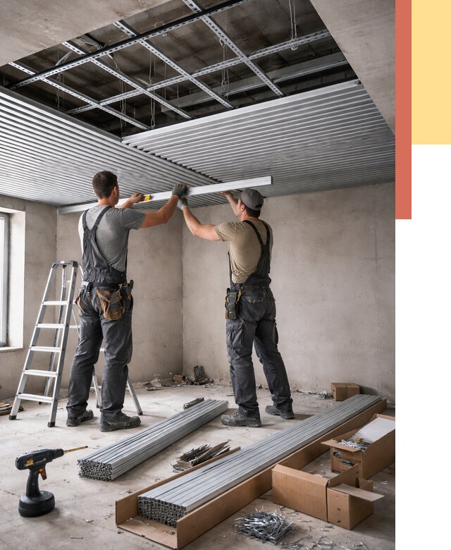 Монтаж реечного потолка в Нальчике от 4663 руб. под ключ | ОТДЕЛОЧНИК-Нль