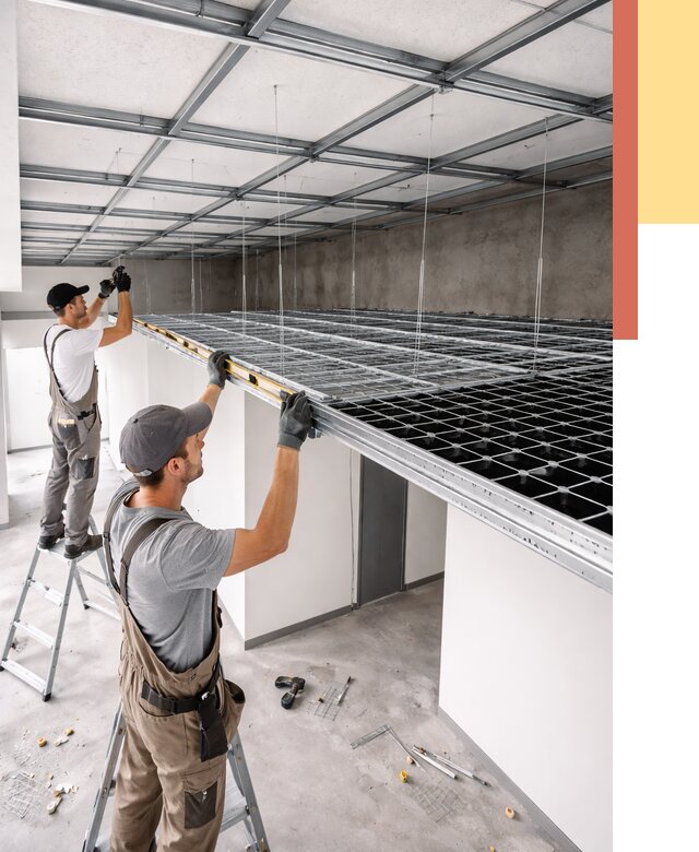 Монтаж потолка грильято в Нальчике от 466 руб./м² — быстрая сборка под ключ | ОТДЕЛОЧНИК-Нль