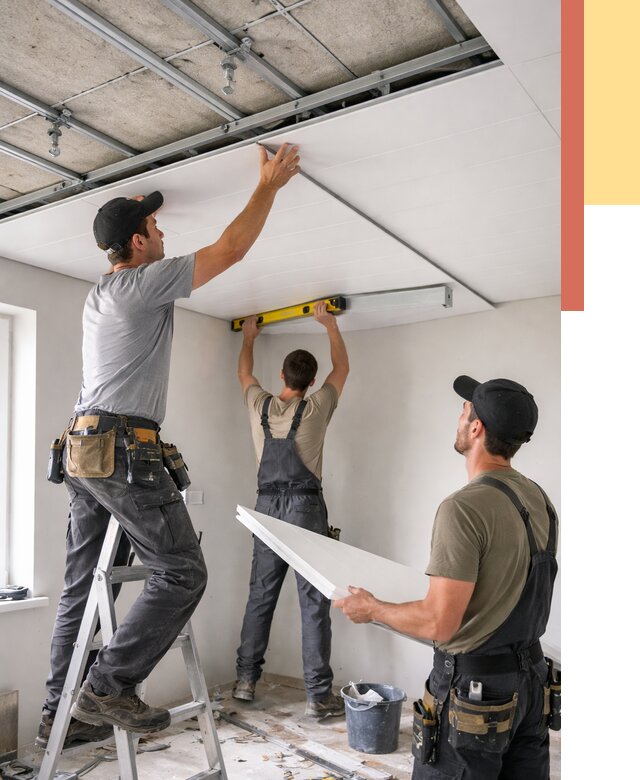 Монтаж потолка из ПВХ панелей в Нальчике от 3627 руб./м2 — быстро и недорого | ОТДЕЛОЧНИК-Нль