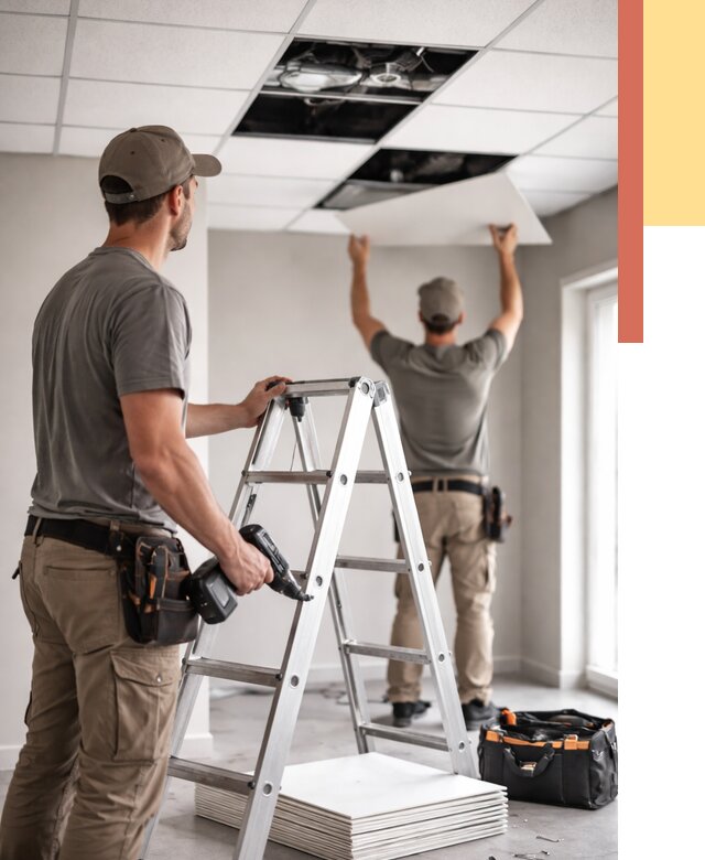 Обслуживание подвесного потолка в Нальчике от 3627 руб. — быстро и недорого | ОТДЕЛОЧНИК-Нль