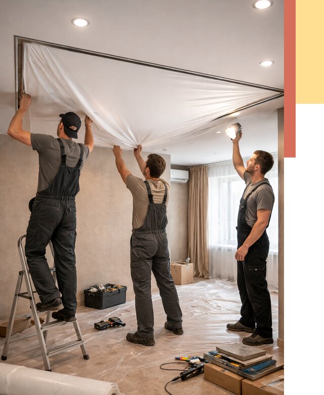 Монтаж ПВХ натяжного потолка в Нальчике от 3627 руб. под ключ | ОТДЕЛОЧНИК-Нль