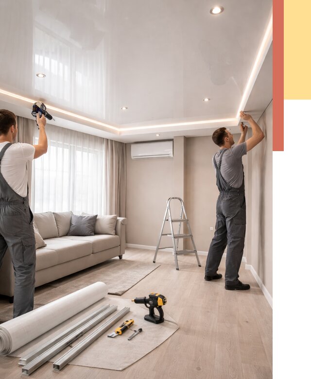 Монтаж глянцевого натяжного потолка в Нальчике от 777 руб. под ключ | ОТДЕЛОЧНИК-Нль