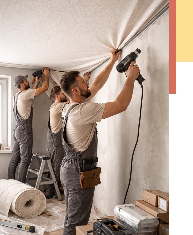 Монтаж фактурного натяжного потолка в Нальчике от 777 руб. — ОТДЕЛОЧНИК-Нль