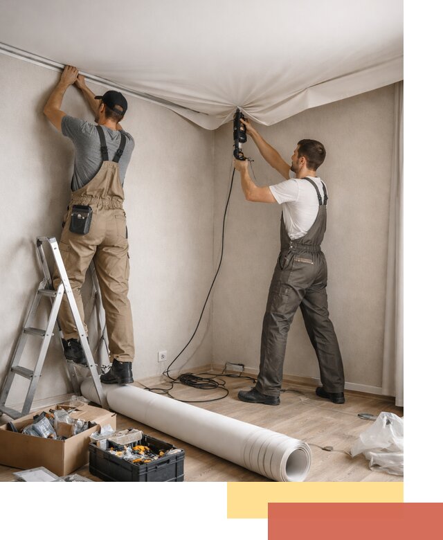 Монтаж цветного натяжного потолка в Нальчике за один день