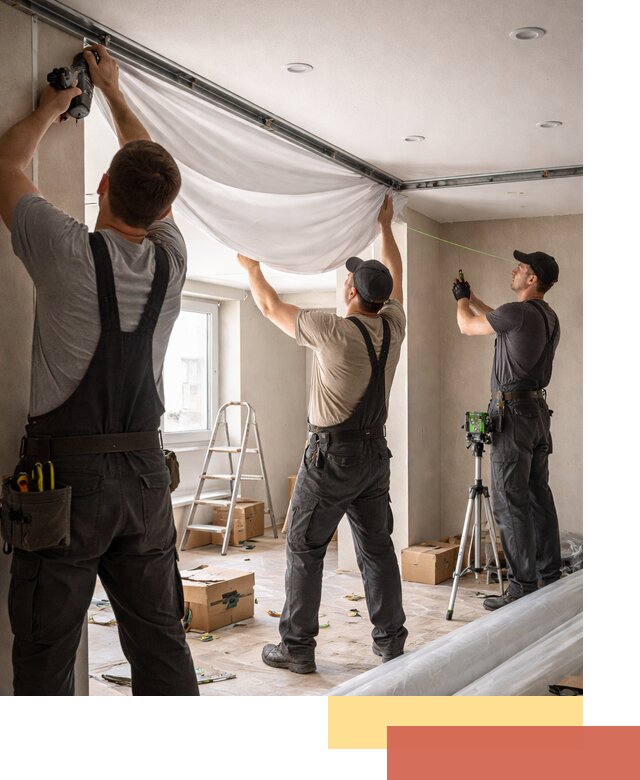 Монтаж парящего натяжного потолка под ключ в Нальчике