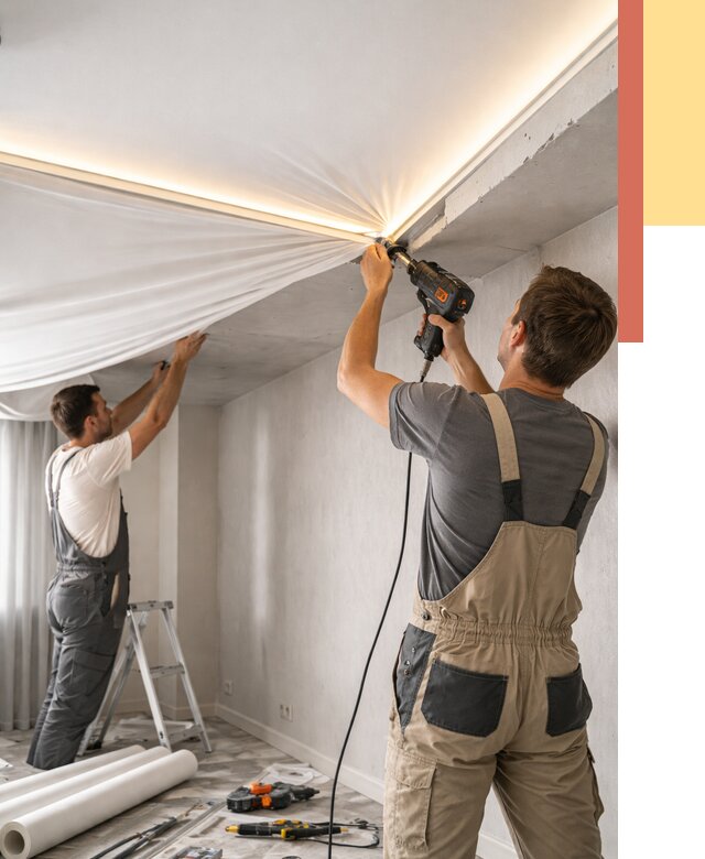 Монтаж натяжного потолка с подсветкой в Нальчике от 984 руб. | ОТДЕЛОЧНИК-Нль